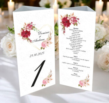 Meniu triunghi floral cu inima model 01
