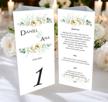 Meniu triunghi floral cu trandafiri model 10