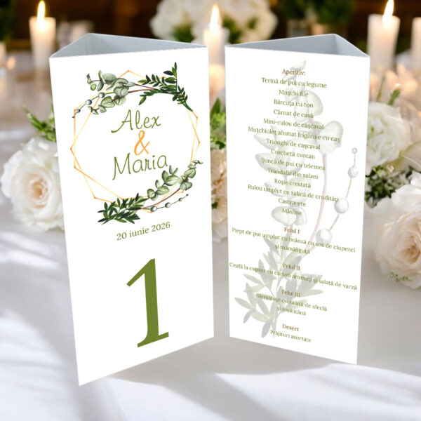 Meniu triunghi floral cu frunze model 11