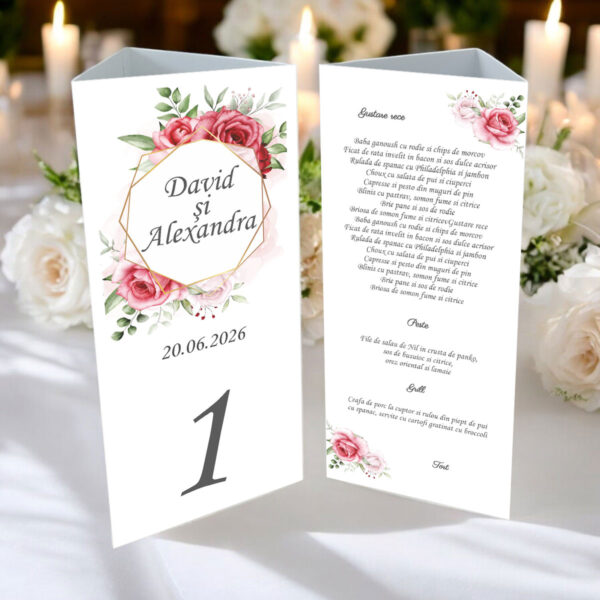 Meniu triunghi floral cu trandafiri model 27