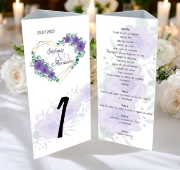 Meniu triunghi floral cu inima model 03