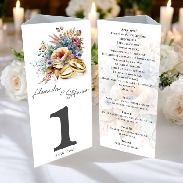 Meniu triunghi cu verighete model 39