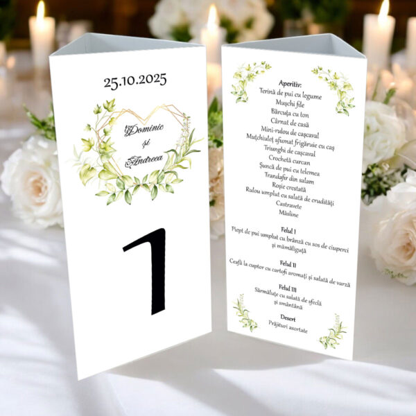 Meniu triunghi floral cu inima model 04