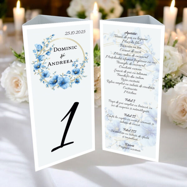 Meniu triunghi cu tematica de iarna model 44