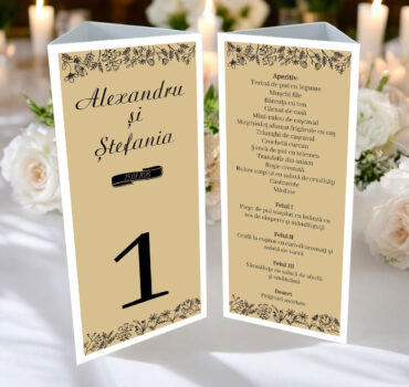 Meniu triunghi cu tematica rustica model 46