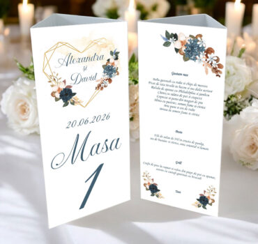 Meniu triunghi floral cu inima model 05