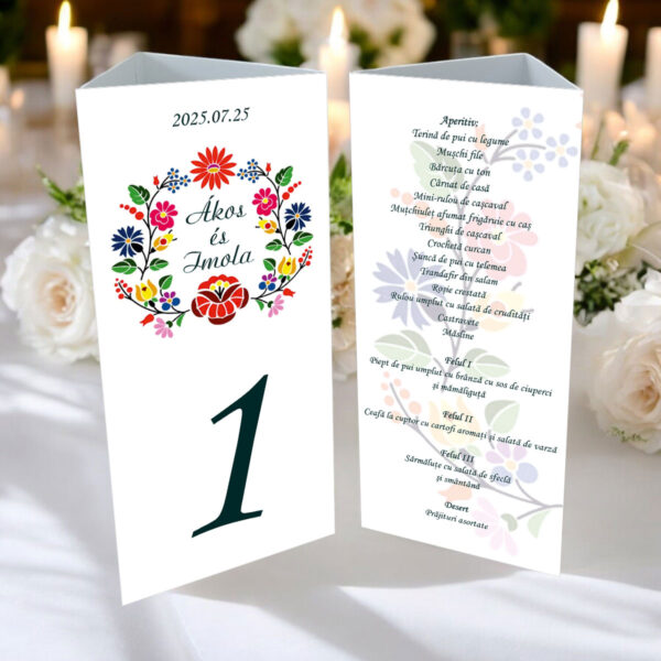 Meniu triunghi cu tematica traditionala model 51