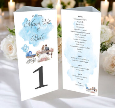 Meniu triunghi nunta si botez model 56