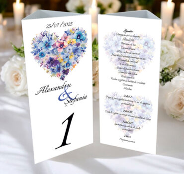 Meniu triunghi floral cu inima model 06