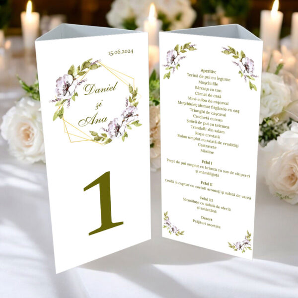 Meniu triunghi floral cu chenare model 09