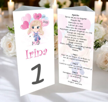 Meniu triunghi botez cu fetita model 15