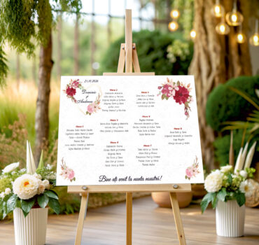 Lista de invitati florala cu inima model 01