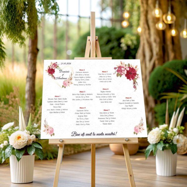 Lista de invitati florala cu inima model 01