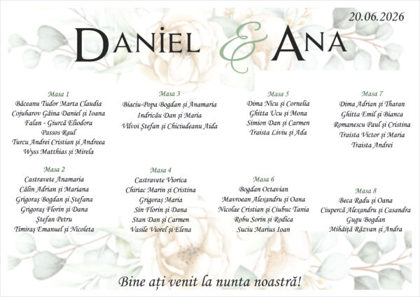 Lista de invitati florala eleganta model 10 - imagine 2