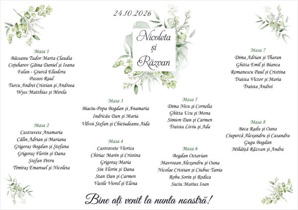Lista de invitati florala cu frunze model 12 - imagine 2