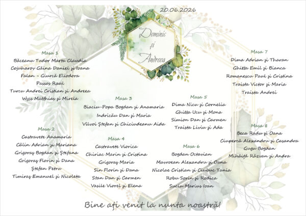 Lista de invitati florala cu frunze model 13 - imagine 2