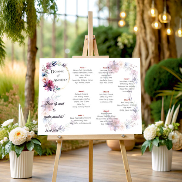 Lista de invitati florala tip coronita model 23