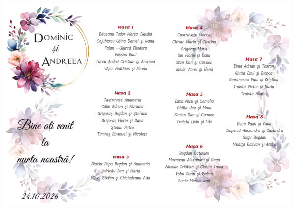 Lista de invitati florala tip coronita model 23 - imagine 2