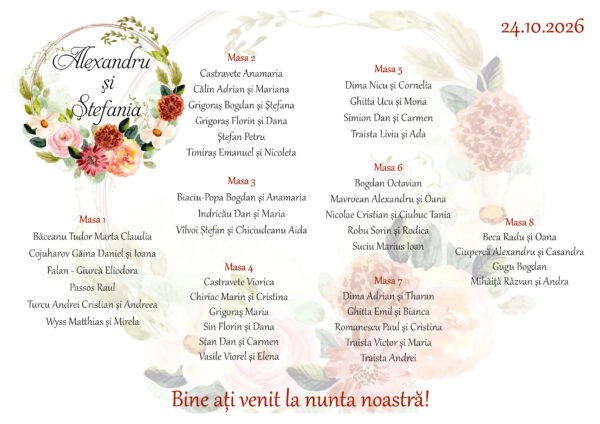 Lista de invitati floral buchet model 24 - imagine 2