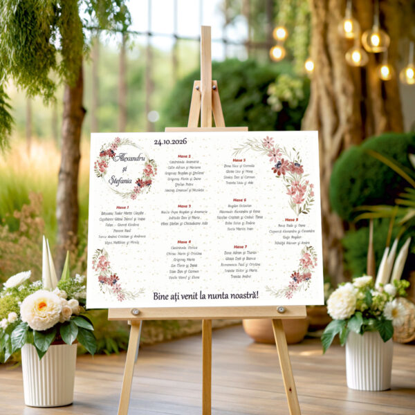 Lista de invitati florala tip coronita model 25