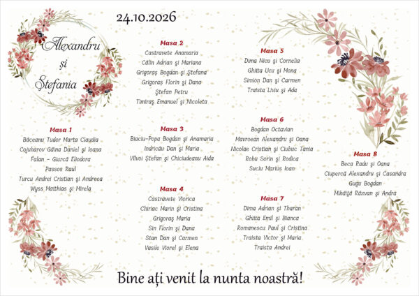 Lista de invitati florala tip coronita model 25 - imagine 2