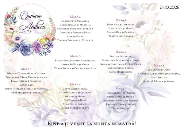 Lista de invitati florala cu buchet model 26 - imagine 2