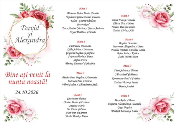 Lista de invitati florala cu chenare model 27 - imagine 2