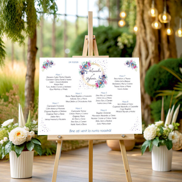 Lista de invitati florala cu coronita model 28