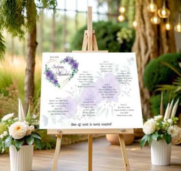 Lista de invitati florala cu inima model 03
