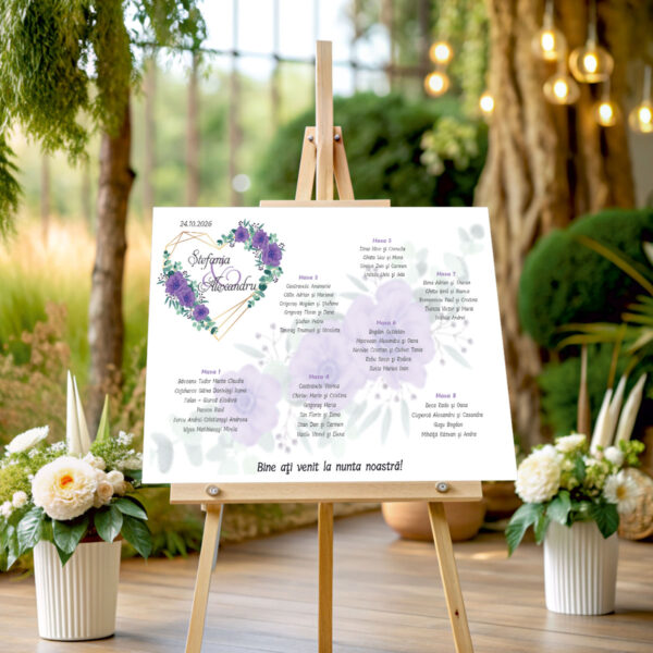 Lista de invitati florala cu inima model 03