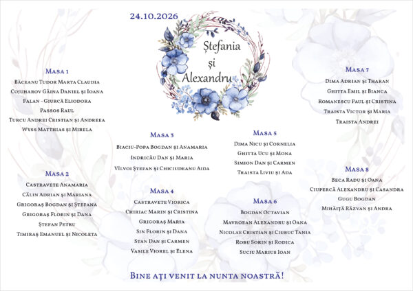 Lista de invitati florala pe albastru model 31 - imagine 2