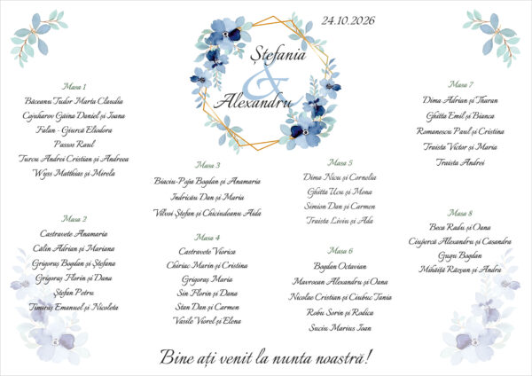 Lista de invitati florala cu chenare model 33 - imagine 2