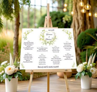 Lista de invitati florala cu inima model 04