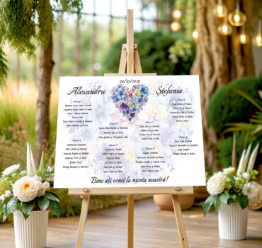 Lista de invitati florala cu inima model 06