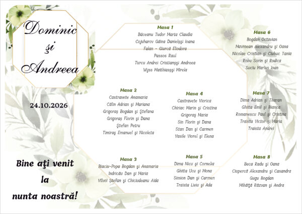 Lista de invitati florala cu frunze model 08 - imagine 2