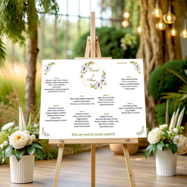 Lista de invitati florala cu chenare model 09