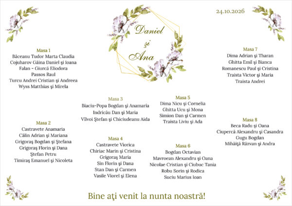 Lista de invitati florala cu chenare model 09 - imagine 2