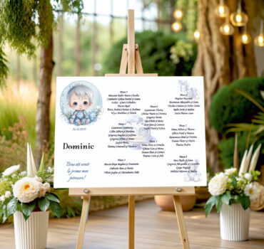 Listă de invitați botez personalizată, cu bebeluș drăguț – Model 09