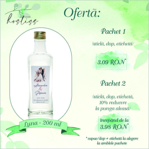 Sticla marturie nunta 200 ml Luna