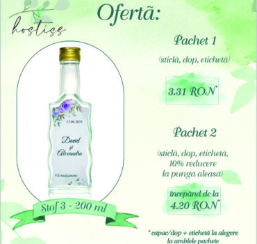 Sticla marturie nunta 200 ml Stof 3