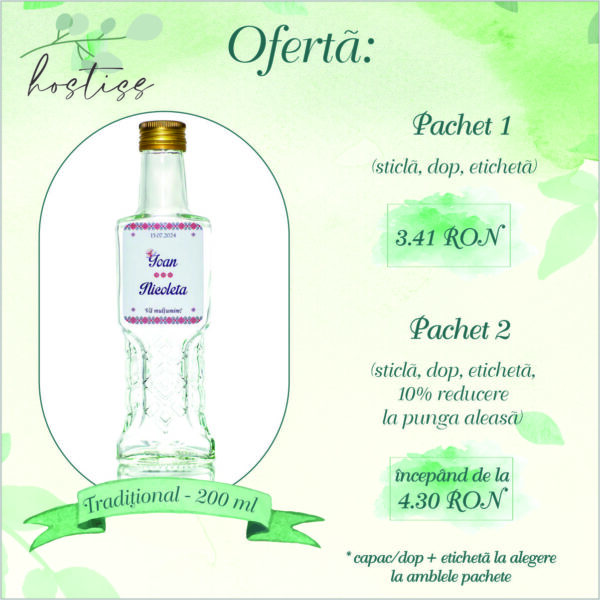 Sticla marturie nunta 200 ml Traditional