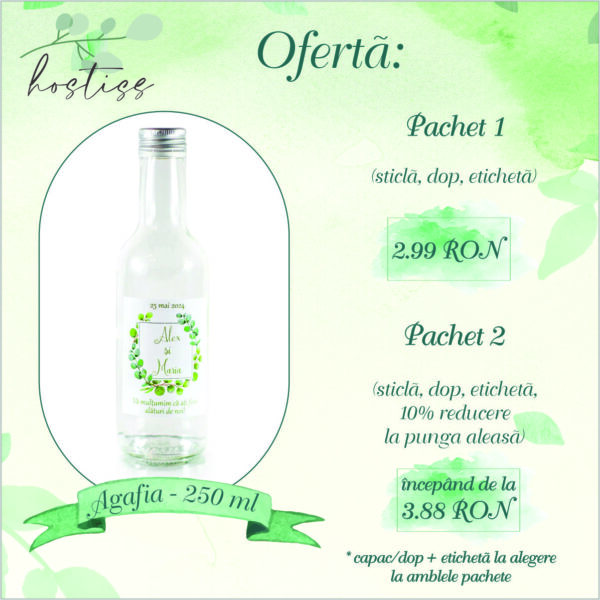 Sticla marturie nunta 250 ml Agafia