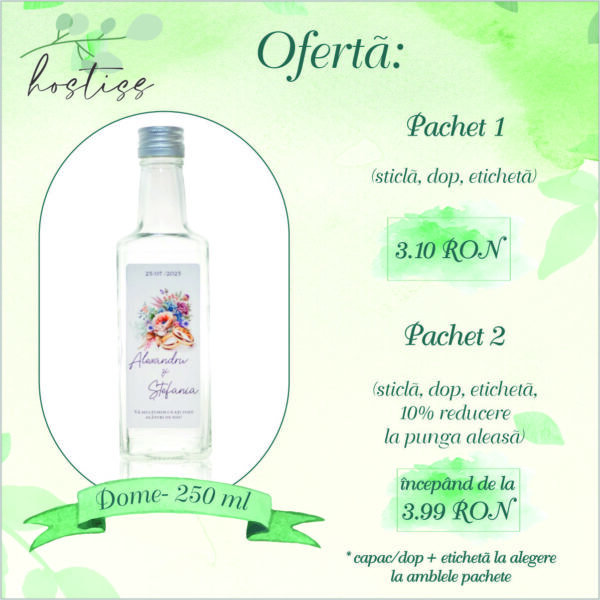 Sticla marturie nunta 250 ml Dome