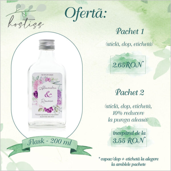 Sticla marturie nunta 200 ml Flask