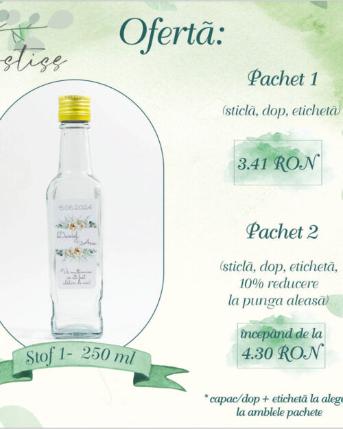 Sticla marturie nunta 250 ml Stof 1