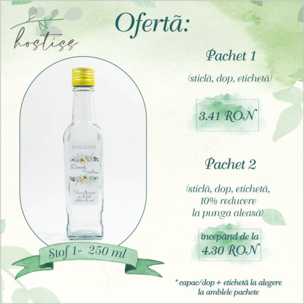 Sticla marturie nunta 250 ml Stof 1