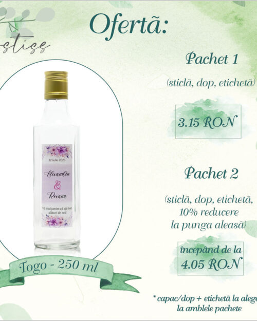 Sticla marturie nunta 250 ml Togo