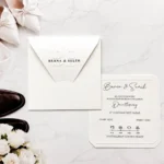 Invitație de Nuntă Elegantă Alba 2605