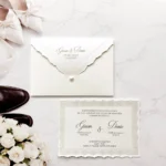 Invitație de Nuntă Elegantă cu Perlă Decorativă 2609