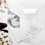 Invitație de Nuntă Romantică cu Ilustrație Artistică 2611